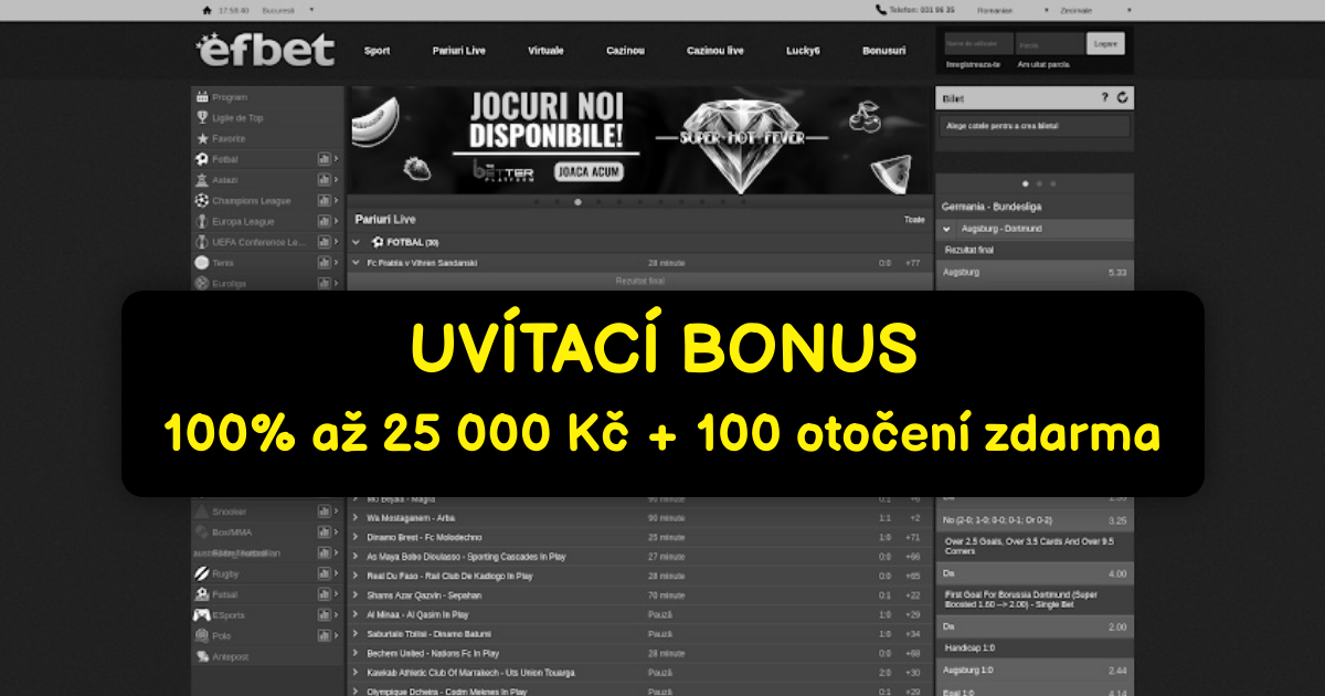 Efbet Casino Česko - Nejlepší Online Automaty & Bonus 5000 Kč